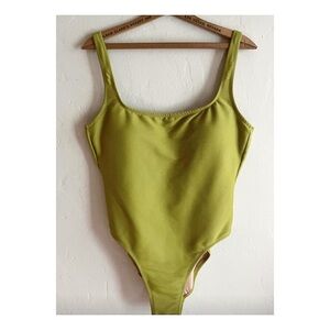 J. Crew Women's Ribbed Squareneck One-Piece Swimsuit in Sol Chartreuse size 12